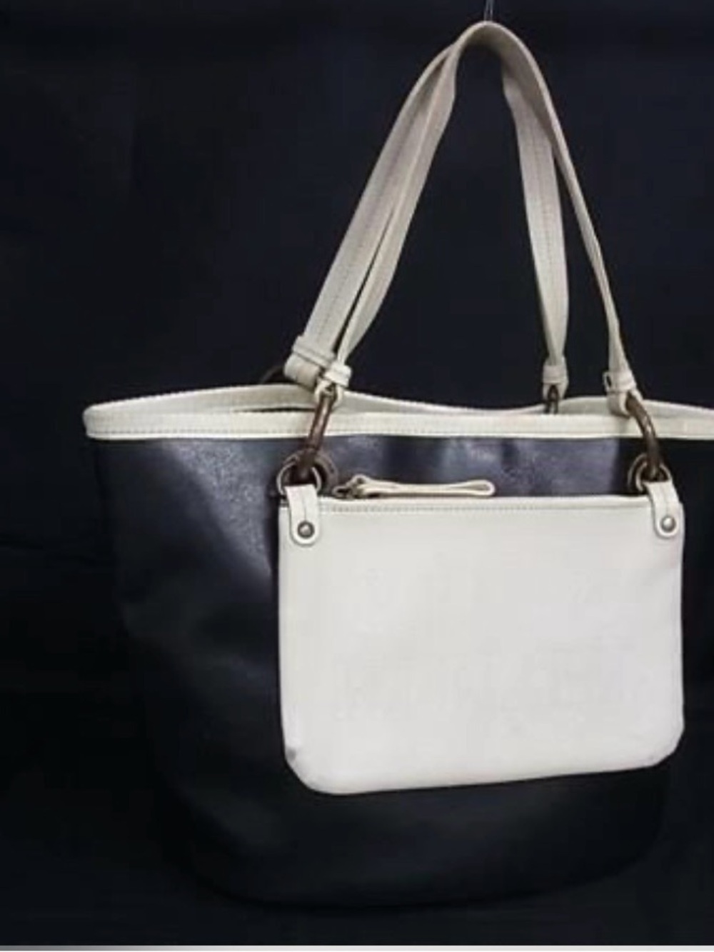 Burberry Navy Blue and Cream Tote Bag with Front Pouch